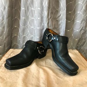 Frye harness mule black slip on boot